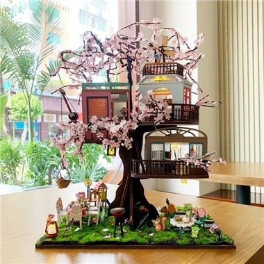Hongda 2022 New Design Japanese Style Sakura Tree House Dollhouse Set