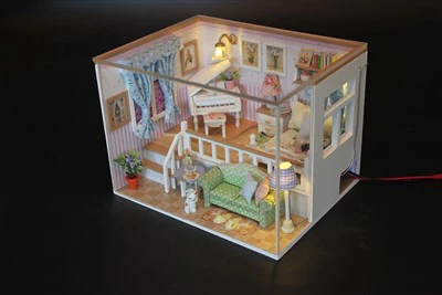 Hongda Wooden Toys 2023 Diy House Micro Modern Doll House Miniature Build Kitdollhouse Miniatures Furniture