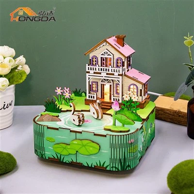 Tiny Hand Crank Wooden Music Box