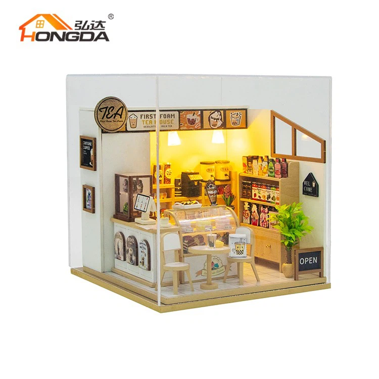 Milk Tea Theme Diy Dollhouse With Dust Cover factory