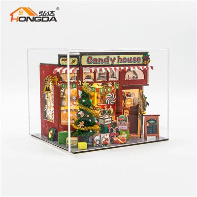 Christmas Style Miniature Dollhouse With Dust Cover