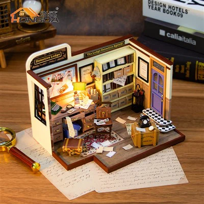 Diy Detective Theme Wooden Dollhouse Kit