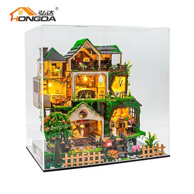 Forest Theme Miniature Dollhouse With Dust Cover