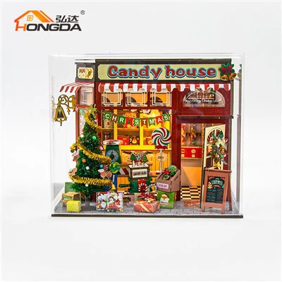 Wooden Christmas Doll House With Dust Cover